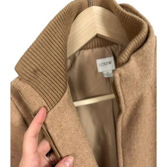 J. Crew Factory Village Coat Tan Size 2 Full Zip Wool Blend #AB457 Women’s - Picture 8 of 8